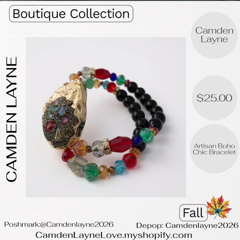 Camden Layne Gold and Red Artisan Boho Bracelet - Picture 4 of 4